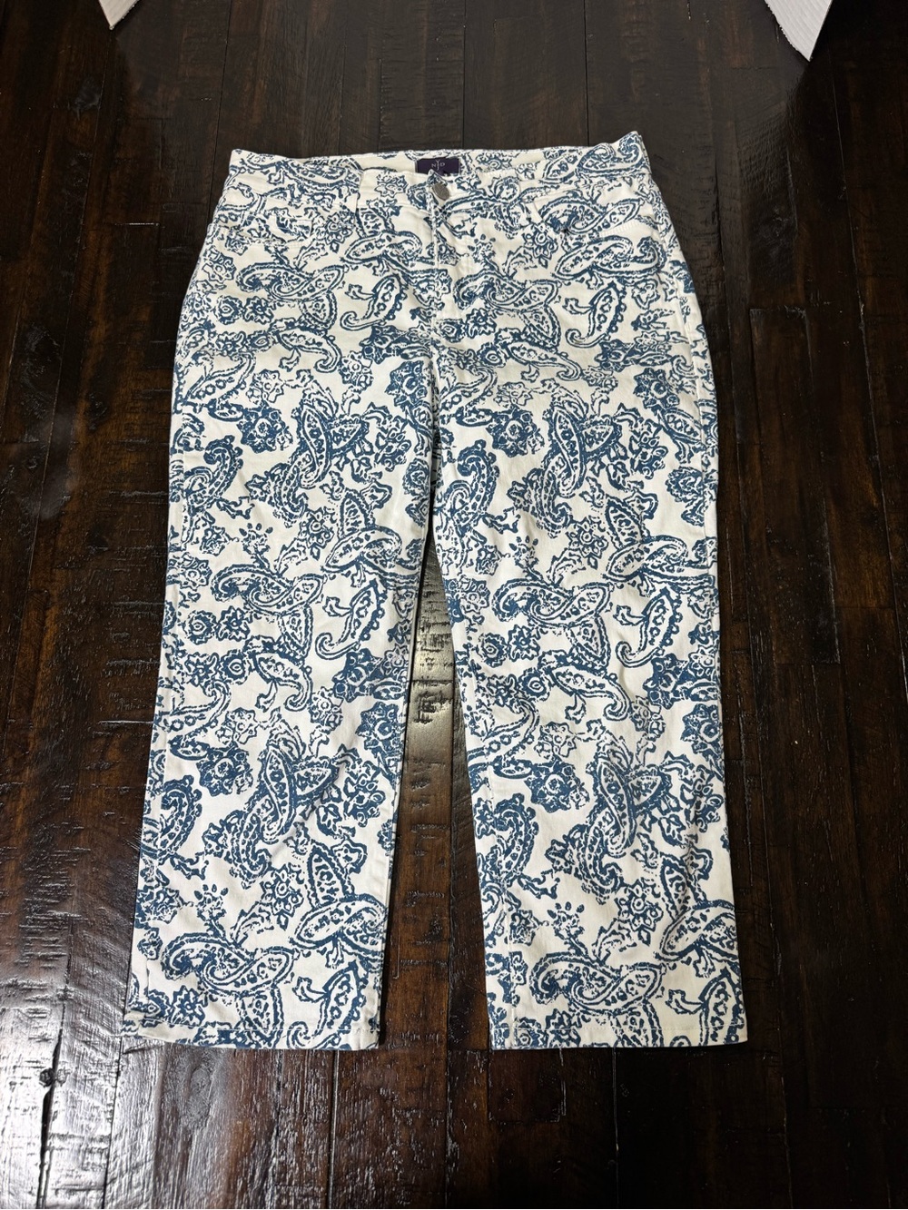 NYDJ White and Blue Paisley Chinos